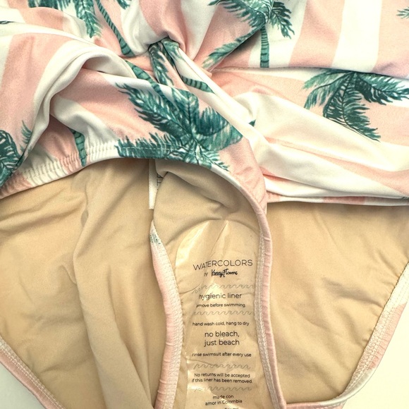 NWT Pink Striped Palm Tree Plunge Neck Swimsuit! - Picture 4 of 7